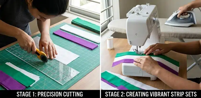 Framed Irish Chain Quilt Blocks for Textured Statement Wall Art