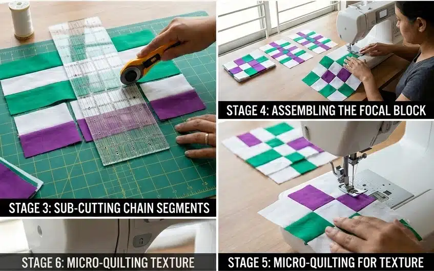 Framed Irish Chain Quilt Blocks for Textured Statement Wall Art