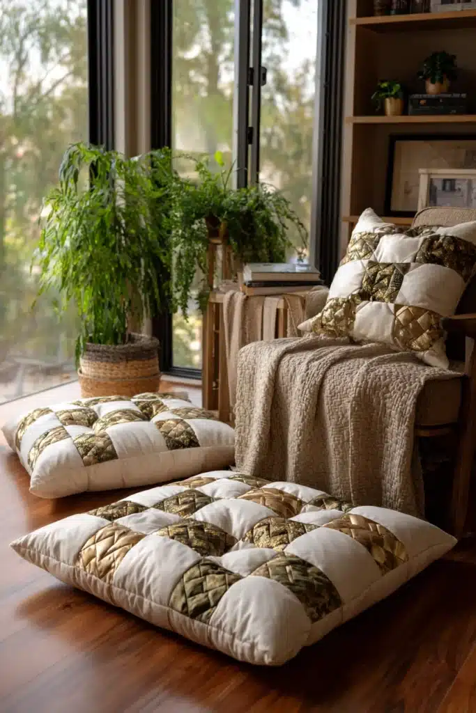 Heavyweight Irish Chain Floor Pillows for Casual Lounge Seating