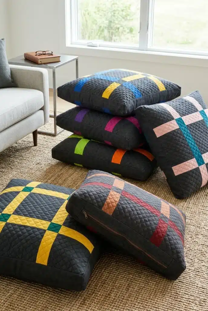 Heavyweight Irish Chain Floor Pillows for Casual Lounge Seating