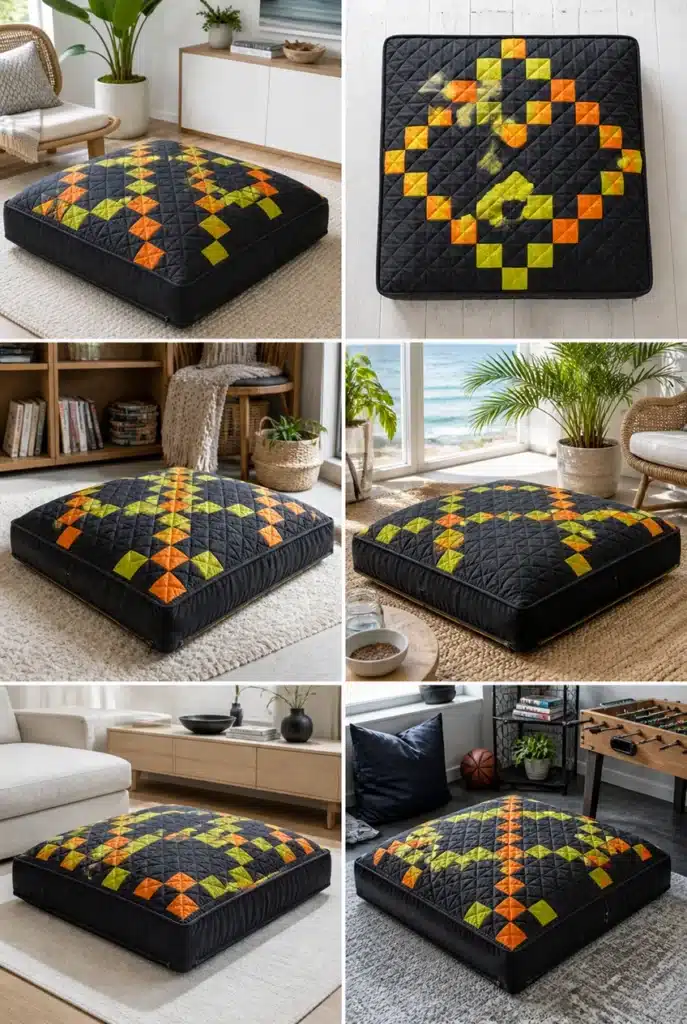 Heavyweight Irish Chain Floor Pillows for Casual Lounge Seating