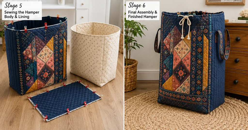 Large Boho Quilted Laundry Hampers for Chic Home Organization