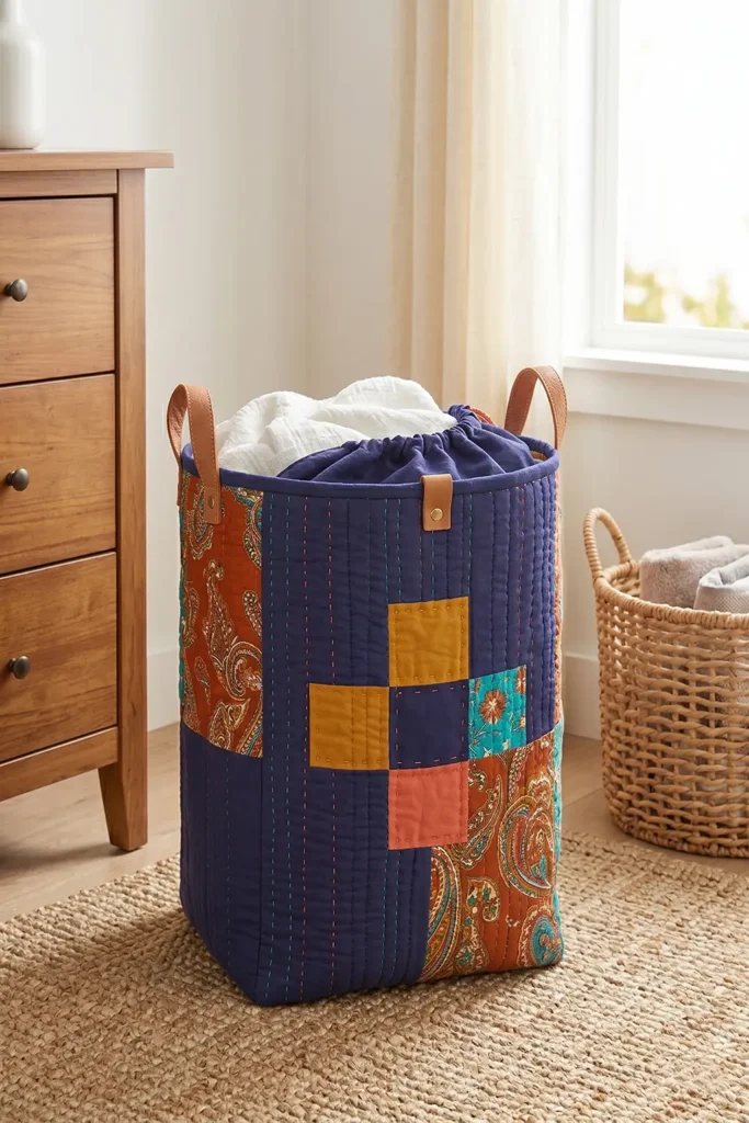 Large Boho Quilted Laundry Hampers for Chic Home Organization