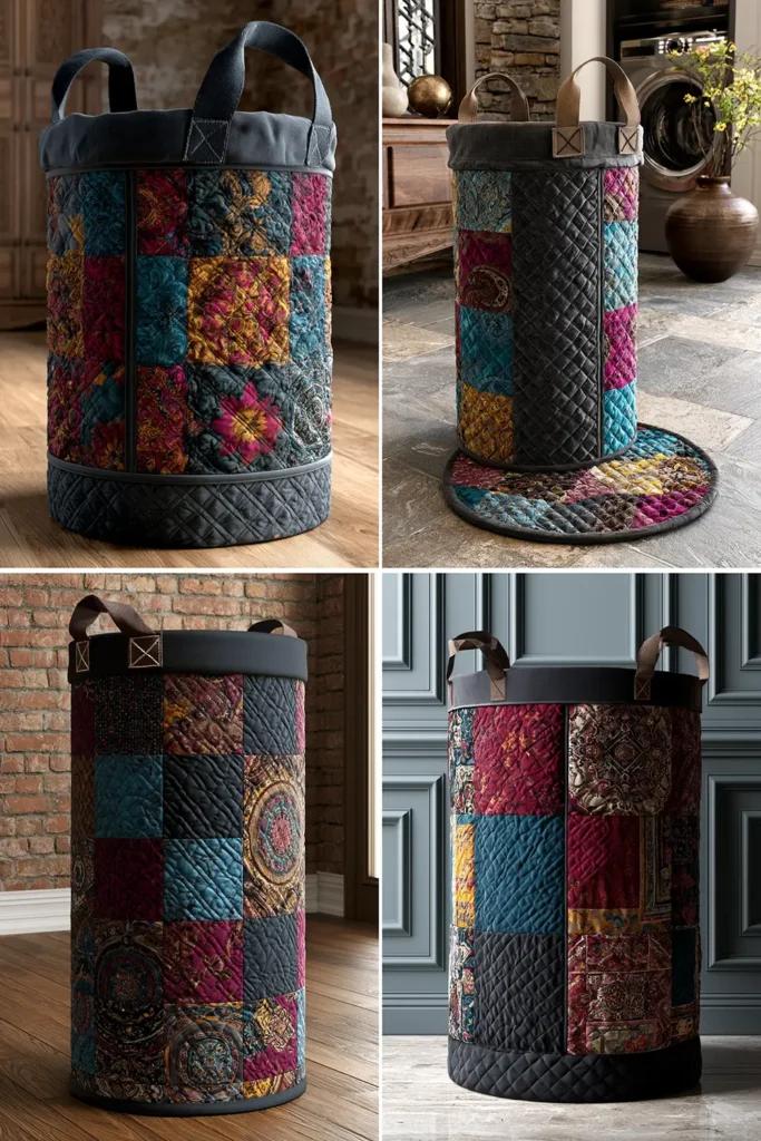 Large Boho Quilted Laundry Hampers for Chic Home Organization
