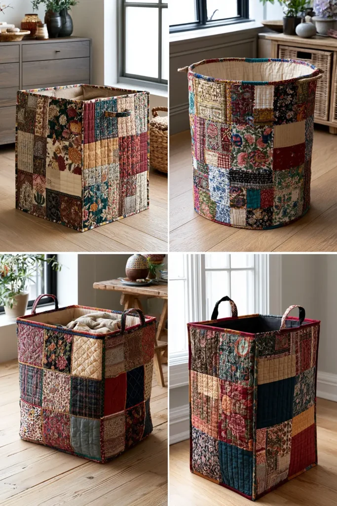 Large Boho Quilted Laundry Hampers for Chic Home Organization