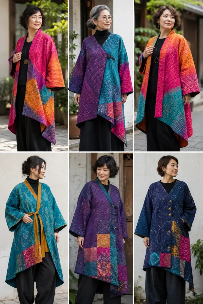 Longline Asymmetrical Quilted Kimono Jackets for Layered Style