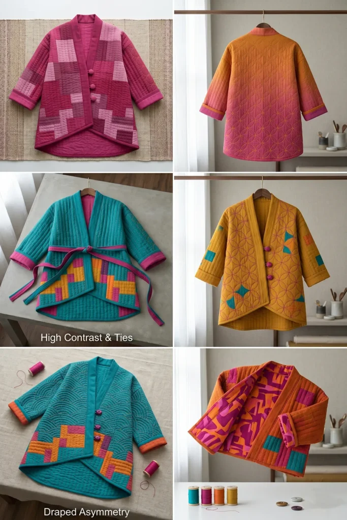 Longline Asymmetrical Quilted Kimono Jackets for Layered Style