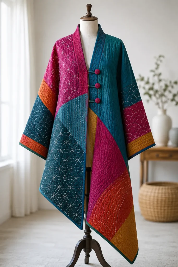 Longline Asymmetrical Quilted Kimono Jackets for Layered Style