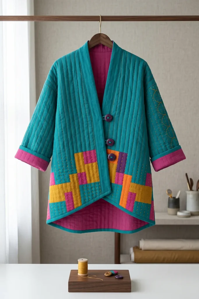 Longline Asymmetrical Quilted Kimono Jackets for Layered Style