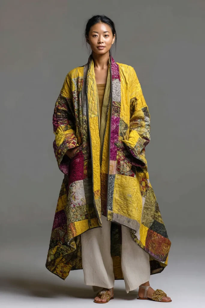 Longline Asymmetrical Quilted Kimono Jackets for Layered Style
