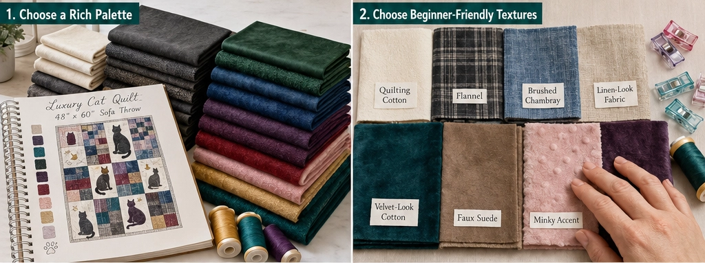Luxury-Inspired Mixed-Texture Cat Quilts for Cozy Sofa Throws