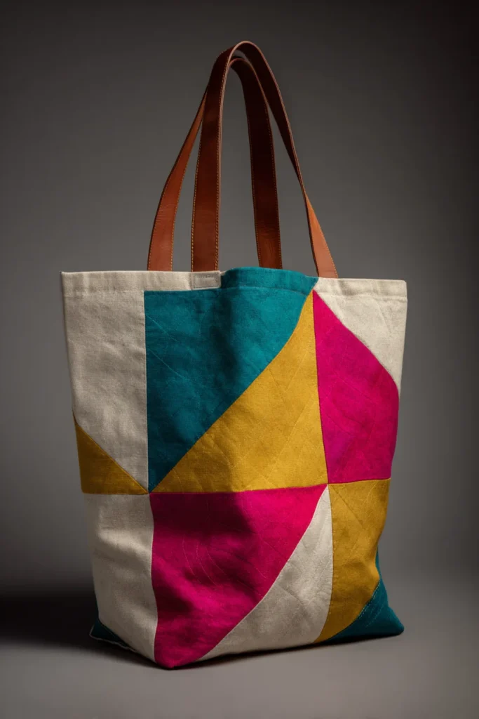 Minimalist Geometric Japanese Quilt Market Totes for Effortless Style