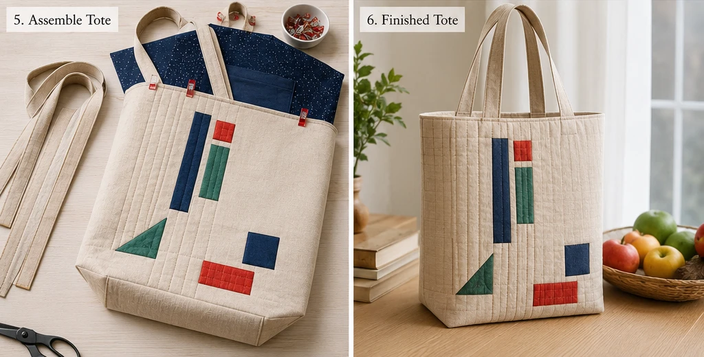 Minimalist Geometric Japanese Quilt Market Totes for Effortless Style