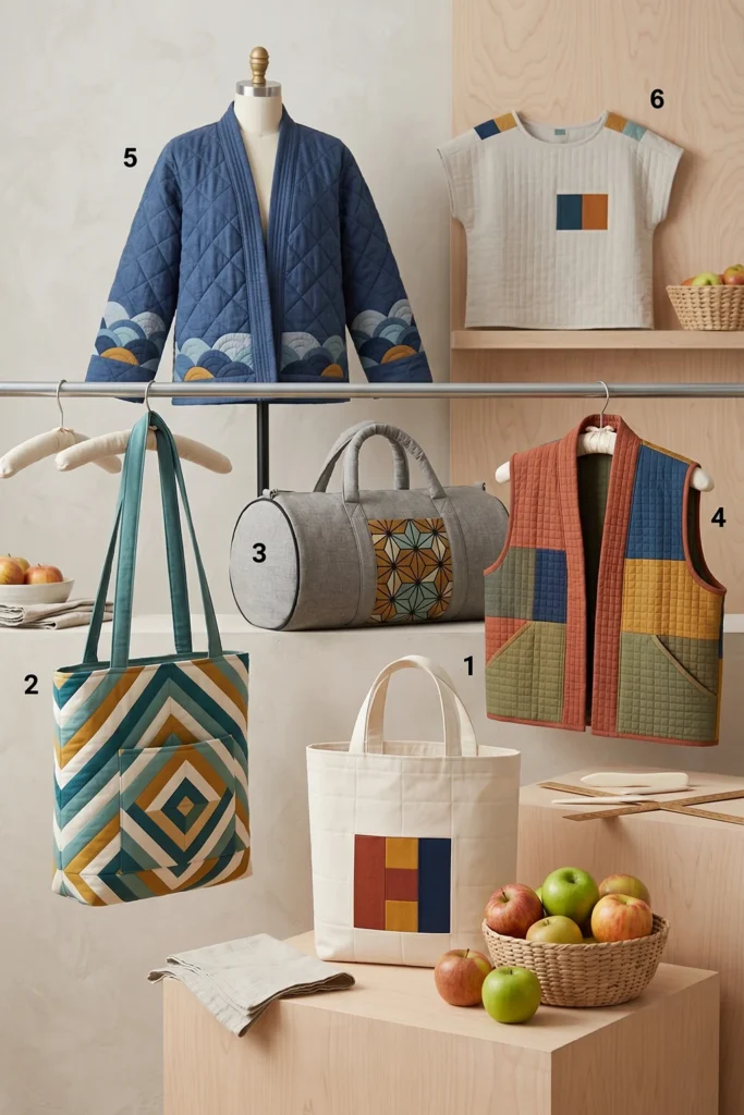 Minimalist Geometric Japanese Quilt Market Totes for Effortless Style