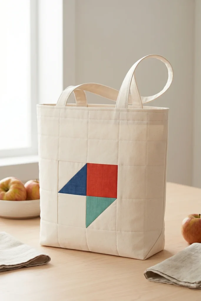 Minimalist Geometric Japanese Quilt Market Totes for Effortless Style