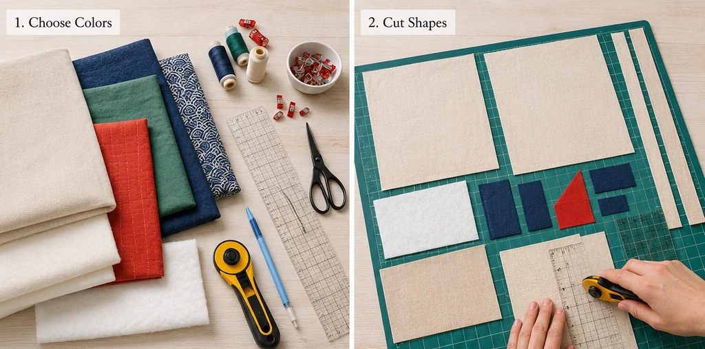 Minimalist Geometric Japanese Quilt Market Totes for Effortless Style