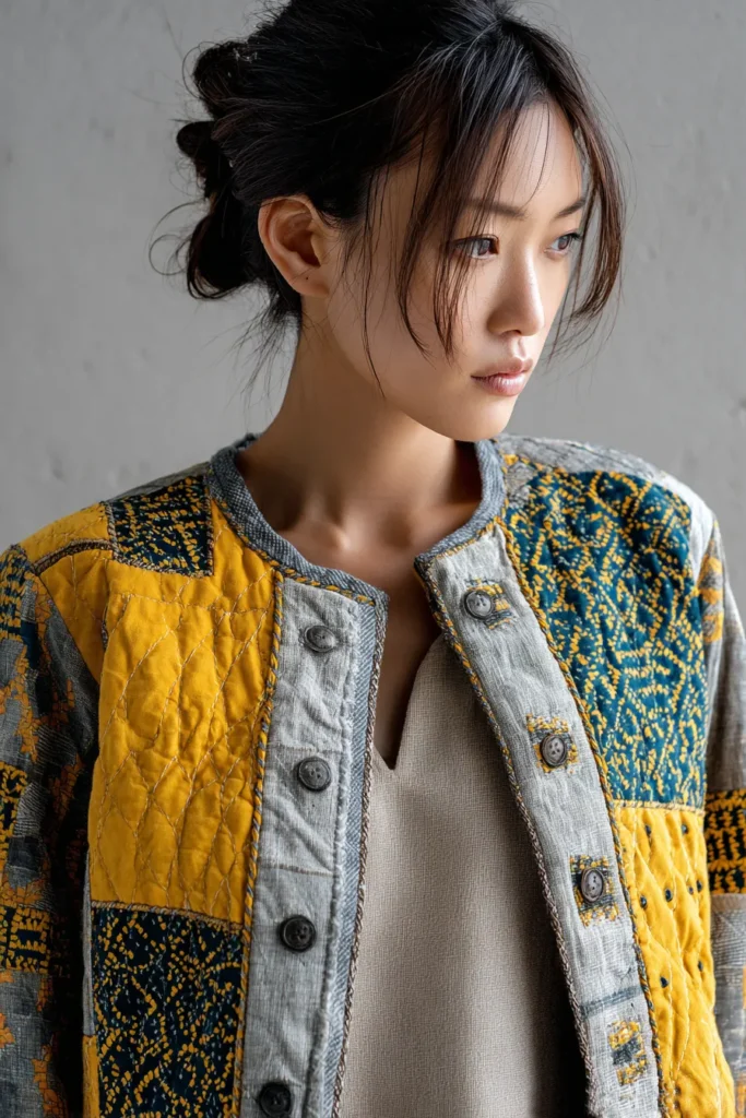 Minimalist Sashiko Stitched Japanese Quilt Jackets for Everyday Elegance