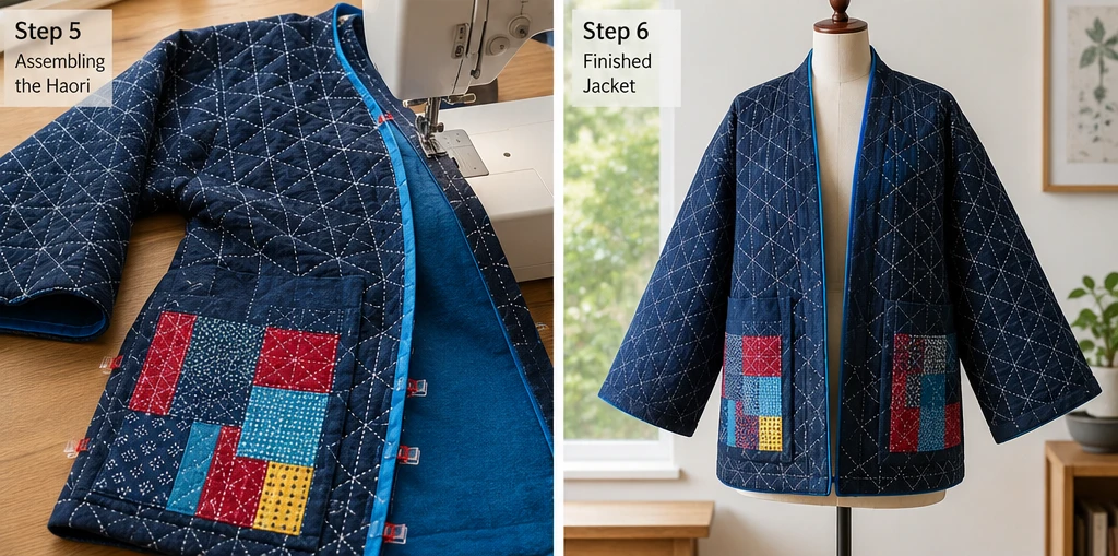 Minimalist Sashiko Stitched Japanese Quilt Jackets for Everyday Elegance