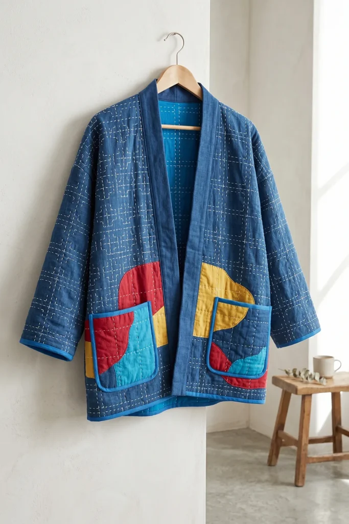 Minimalist Sashiko Stitched Japanese Quilt Jackets for Everyday Elegance