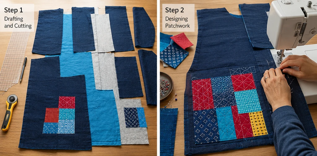 Minimalist Sashiko Stitched Japanese Quilt Jackets for Everyday Elegance