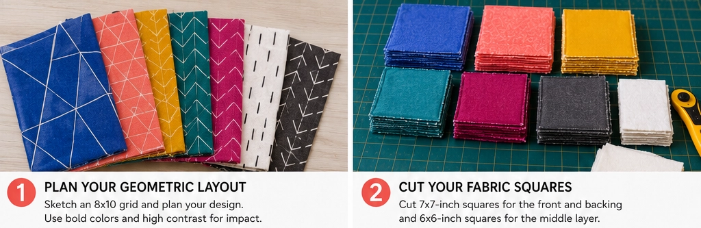 Modern Geometric Rag Quilt Designs for Stylish Home Accents