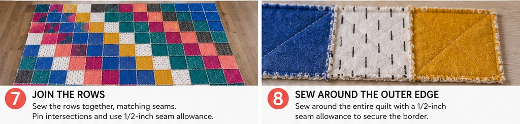 Modern Geometric Rag Quilt Designs for Stylish Home Accents