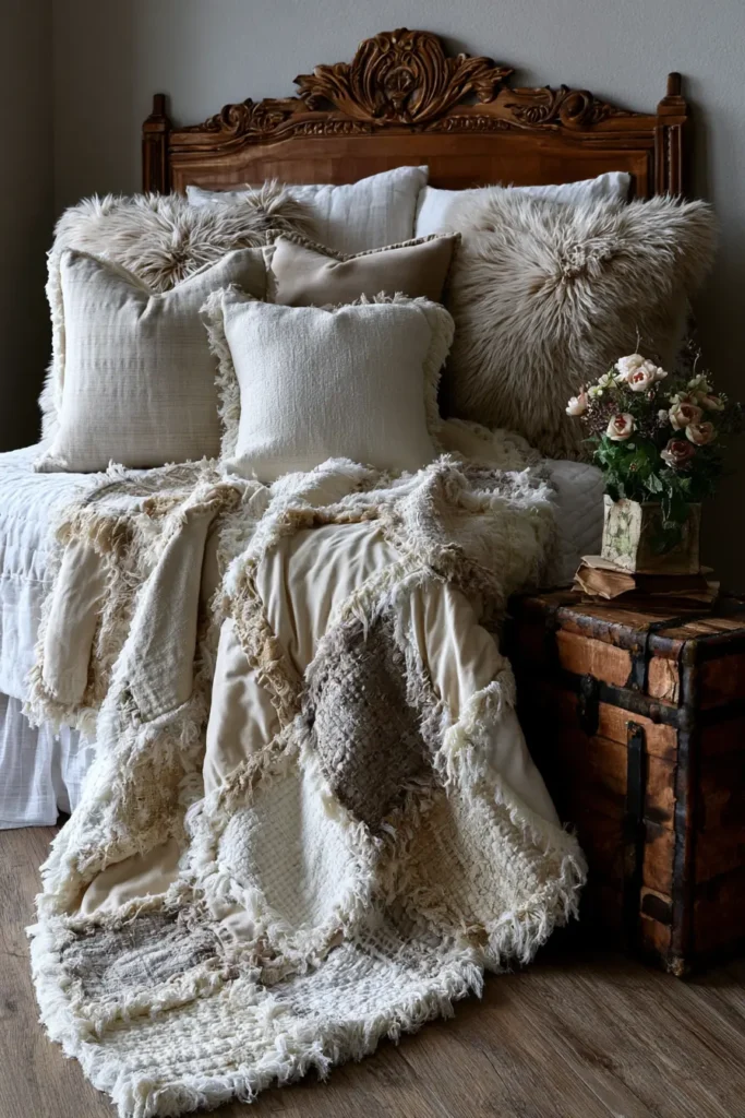Neutral Tone Rag Quilt Ideas for Soft Farmhouse Charm