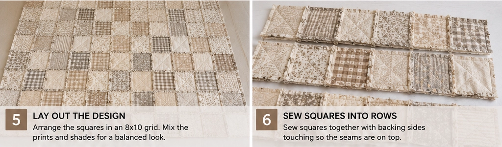 Neutral Tone Rag Quilt Ideas for Soft Farmhouse Charm