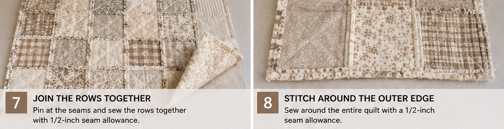 Neutral Tone Rag Quilt Ideas for Soft Farmhouse Charm