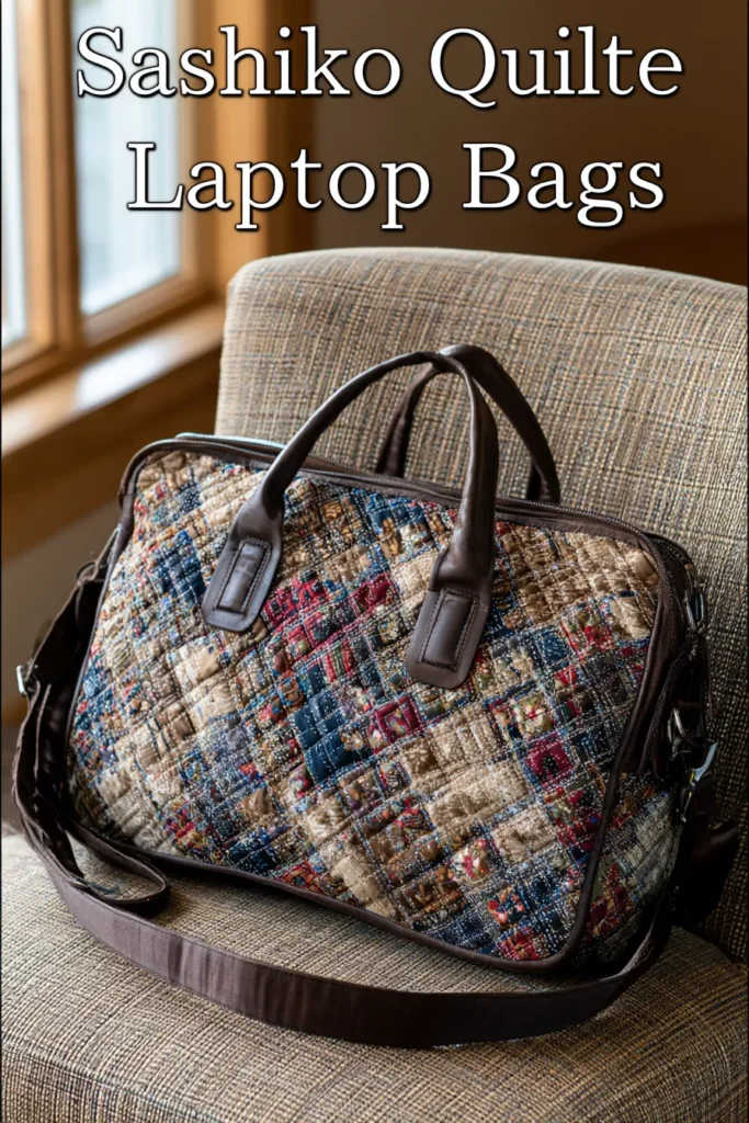 Padded Sashiko Quilted Laptop Bags for Elegant and Secure Tech Protection