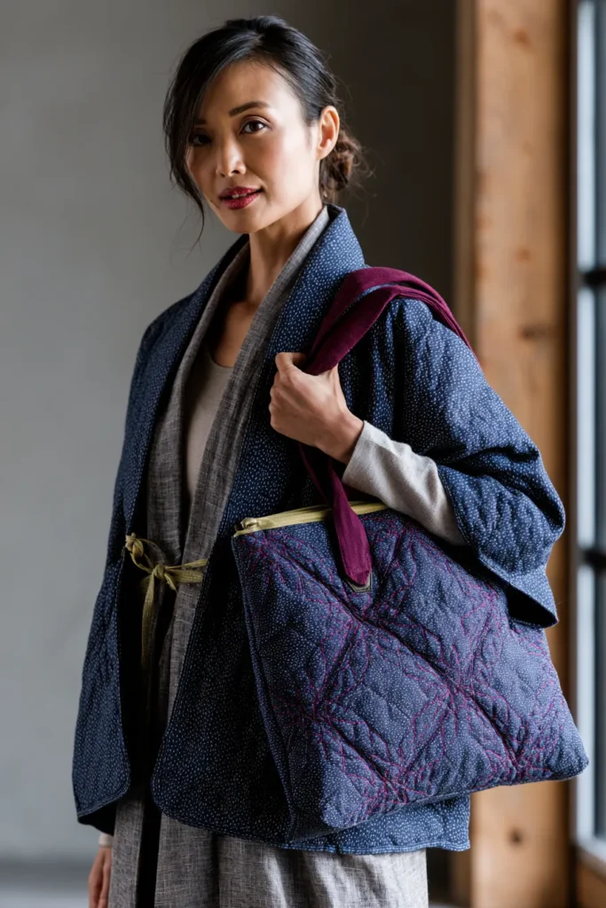 Padded Sashiko Quilted Laptop Bags for Elegant and Secure Tech Protection