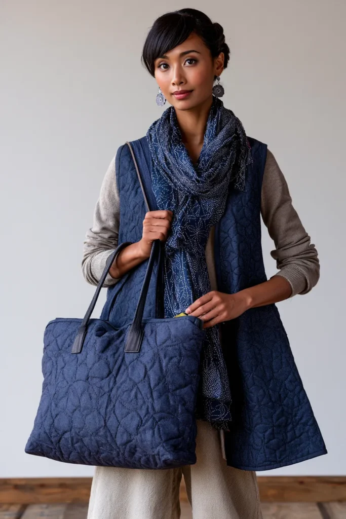Padded Sashiko Quilted Laptop Bags for Elegant and Secure Tech Protection