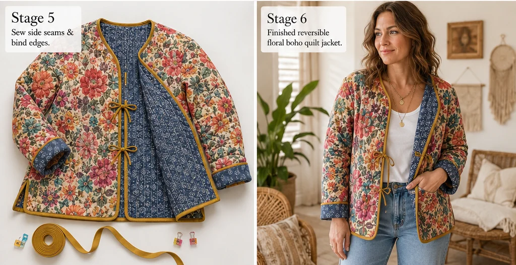 Reversible Floral Boho Quilt Jackets for Versatile, Elegant Looks