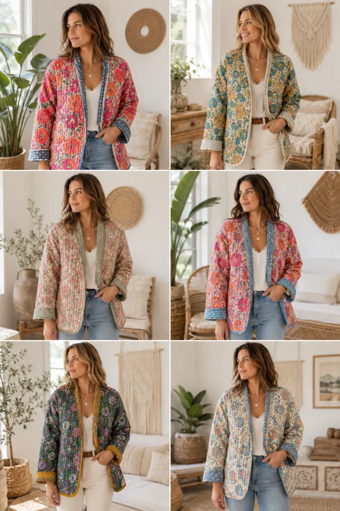 Reversible Floral Boho Quilt Jackets for Versatile, Elegant Looks