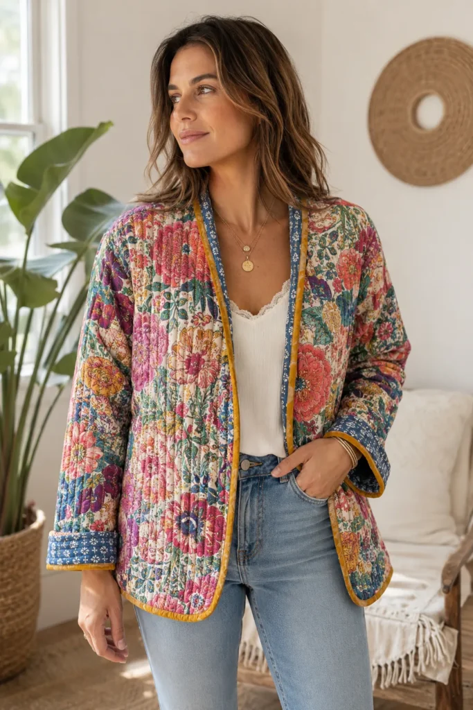 Reversible Floral Boho Quilt Jackets for Versatile, Elegant Looks