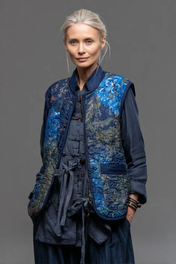 Reversible Indigo Japanese Quilt Vests for Versatile Sophistication