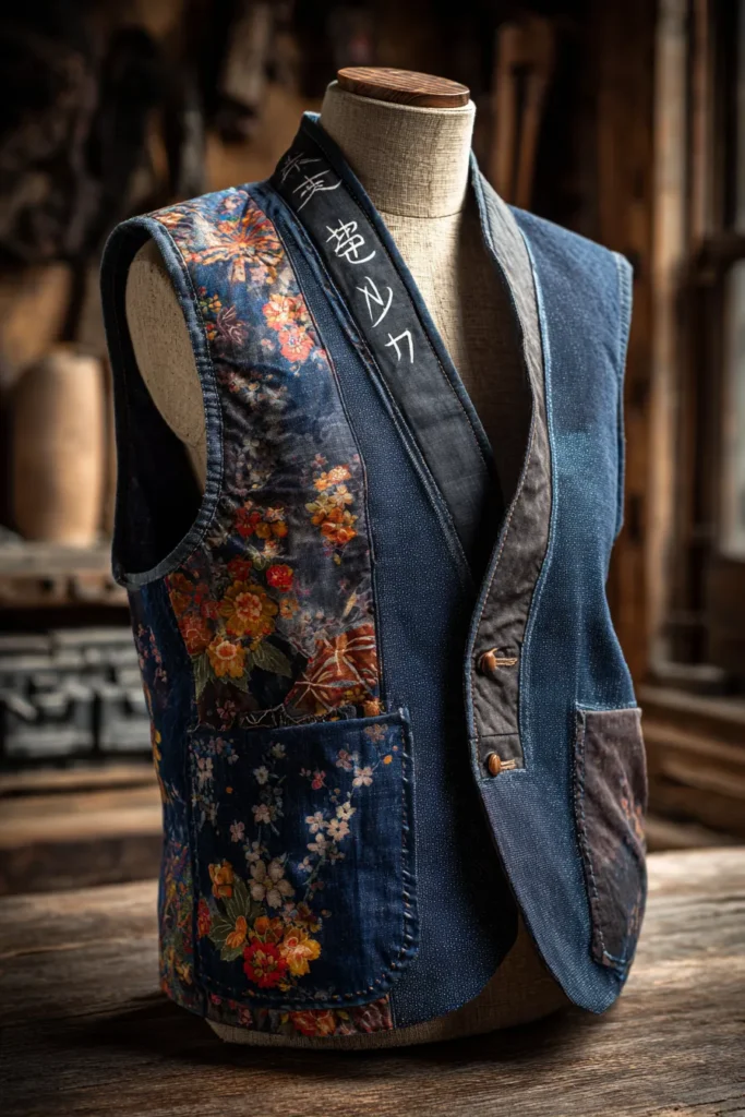 Reversible Indigo Japanese Quilt Vests for Versatile Sophistication