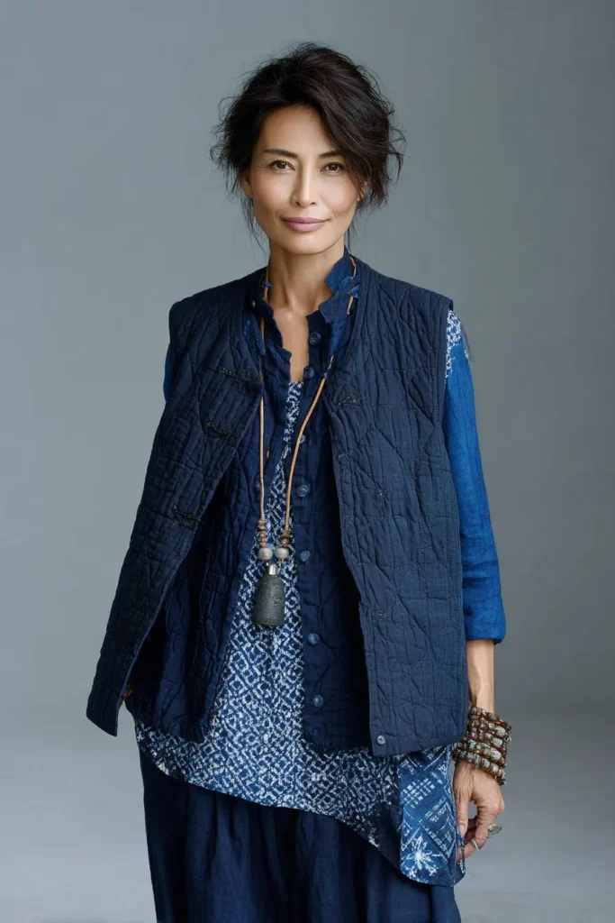 Reversible Indigo Japanese Quilt Vests for Versatile Sophistication