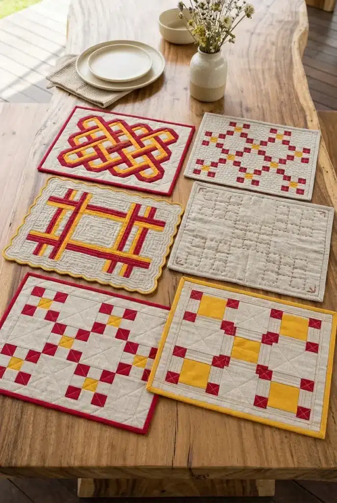 Rustic Irish Chain Quilted Placemats for a Refined Tablescape