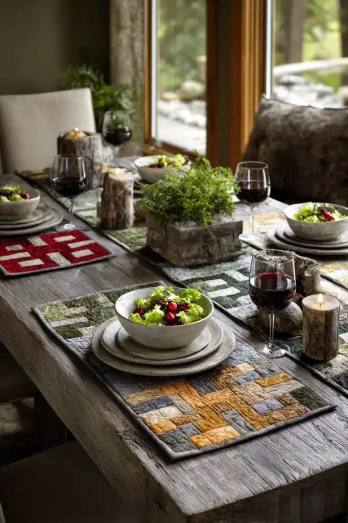Rustic Irish Chain Quilted Placemats for a Refined Tablescape