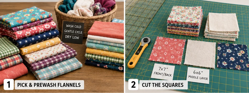 Soft Flannel Rag Quilt Throws for Cozy Living Room Sofas