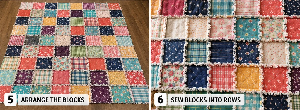 Soft Flannel Rag Quilt Throws for Cozy Living Room Sofas