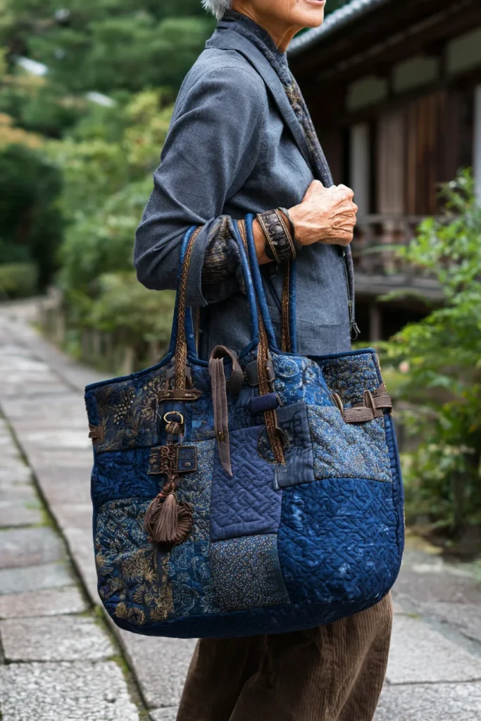 Sophisticated Indigo Dyed Quilted Tote Bags for Chic Everyday Errands
