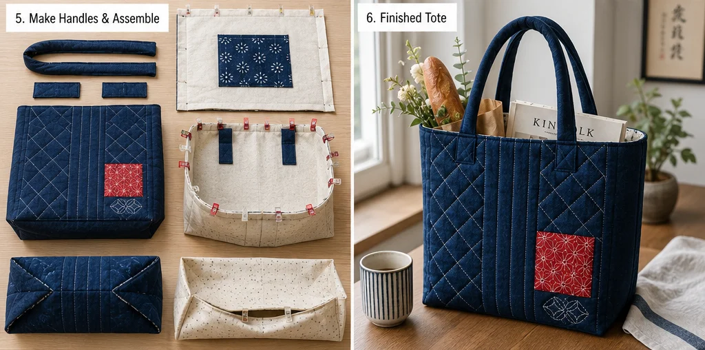 Sophisticated Indigo Dyed Quilted Tote Bags for Chic Everyday Errands