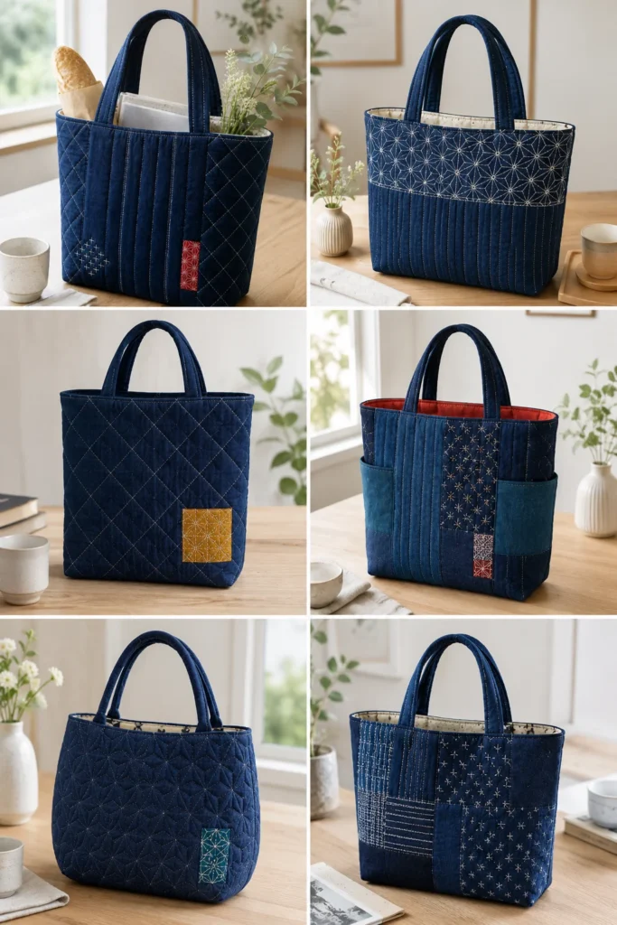 Sophisticated Indigo Dyed Quilted Tote Bags for Chic Everyday Errands