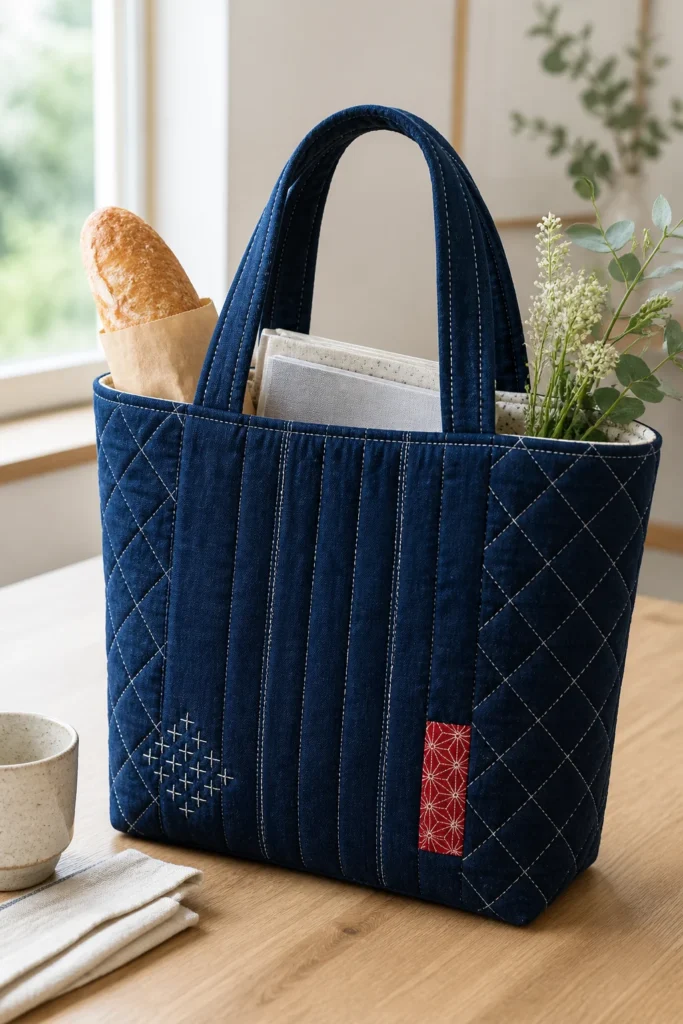 Sophisticated Indigo Dyed Quilted Tote Bags for Chic Everyday Errands