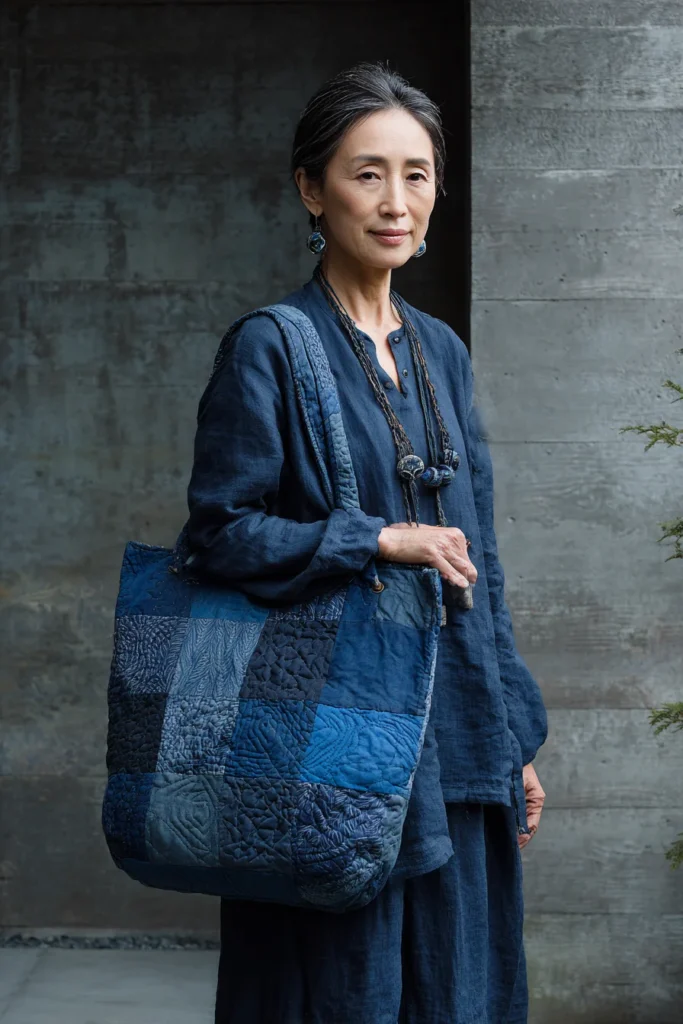 Sophisticated Indigo Dyed Quilted Tote Bags for Chic Everyday Errands