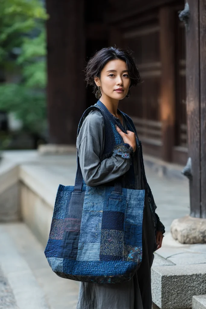 Sophisticated Indigo Dyed Quilted Tote Bags for Chic Everyday Errands