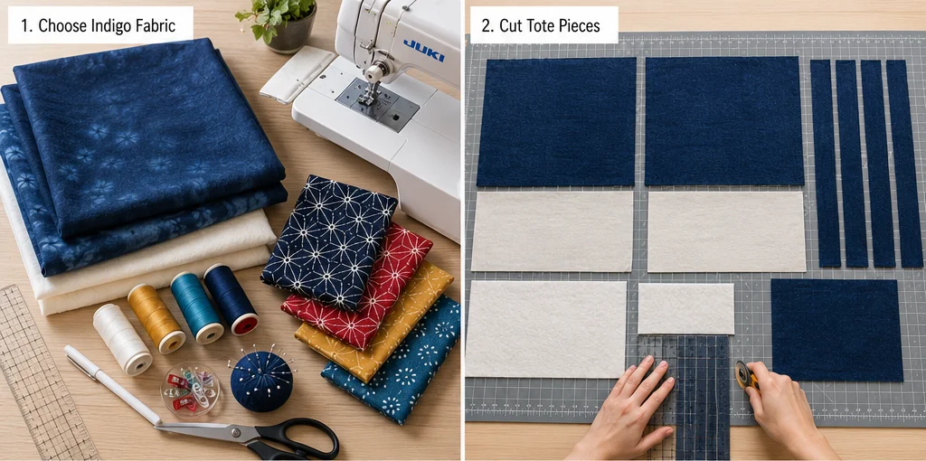 Sophisticated Indigo Dyed Quilted Tote Bags for Chic Everyday Errands