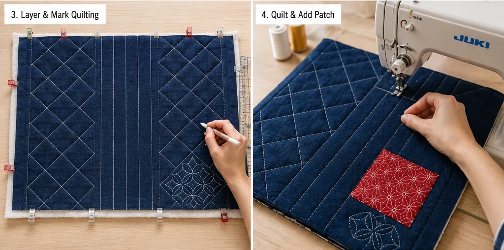 Sophisticated Indigo Dyed Quilted Tote Bags for Chic Everyday Errands